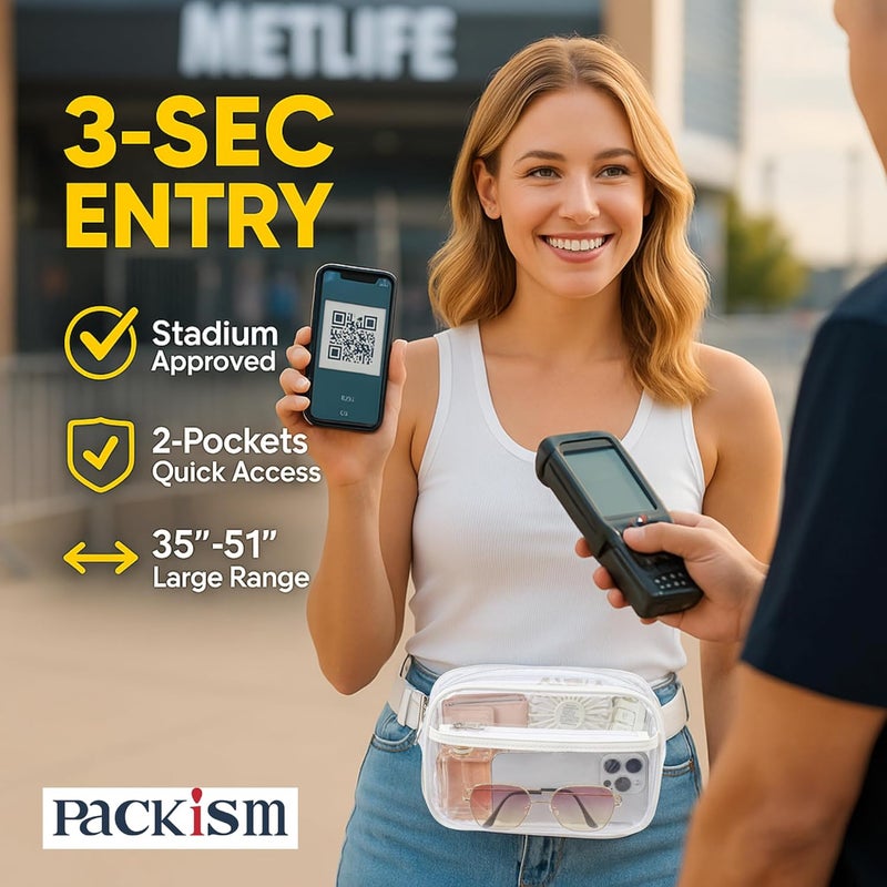 Packism Clear Fanny Pack Stadium Approved - Plus Size Clear Belt Bag for Women Men Plus Size Transparent Waist Bag with Adjustable Strap for Concerts, Sporting Events - Lilac Purple - Image 2